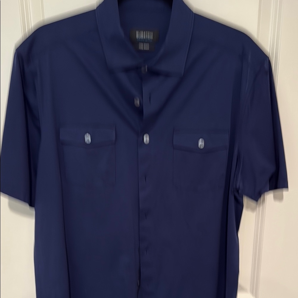 Bugatchi Blue Casual Button Down Shirt Short Sleeve